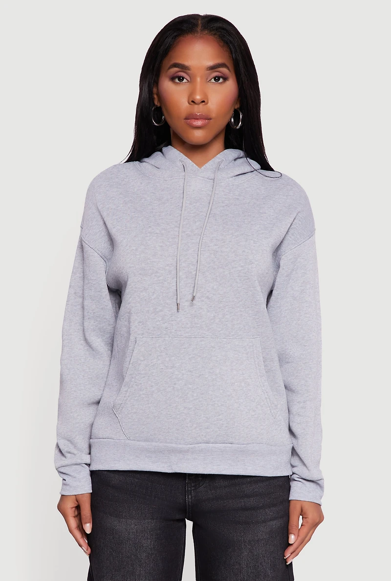Boxy Kangaroo Pocket Long Sleeve Pullover Hoodie