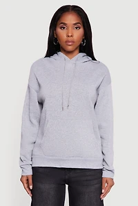 Boxy Kangaroo Pocket Long Sleeve Pullover Hoodie