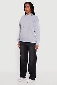 Boxy Kangaroo Pocket Long Sleeve Pullover Hoodie