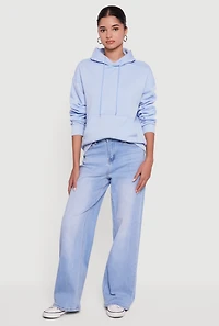 Boxy Kangaroo Pocket Long Sleeve Pullover Hoodie