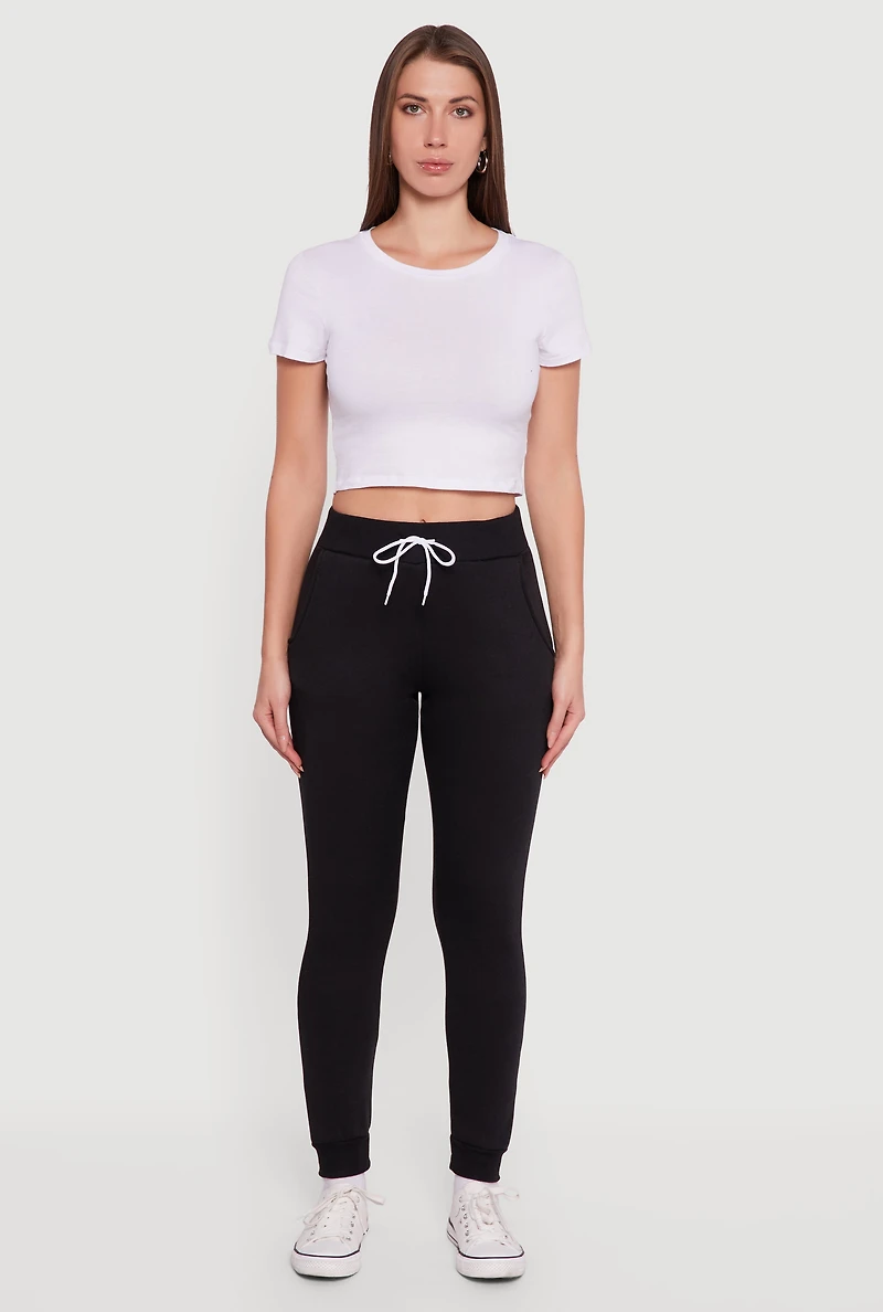 Drawstring Waist Slim Joggers