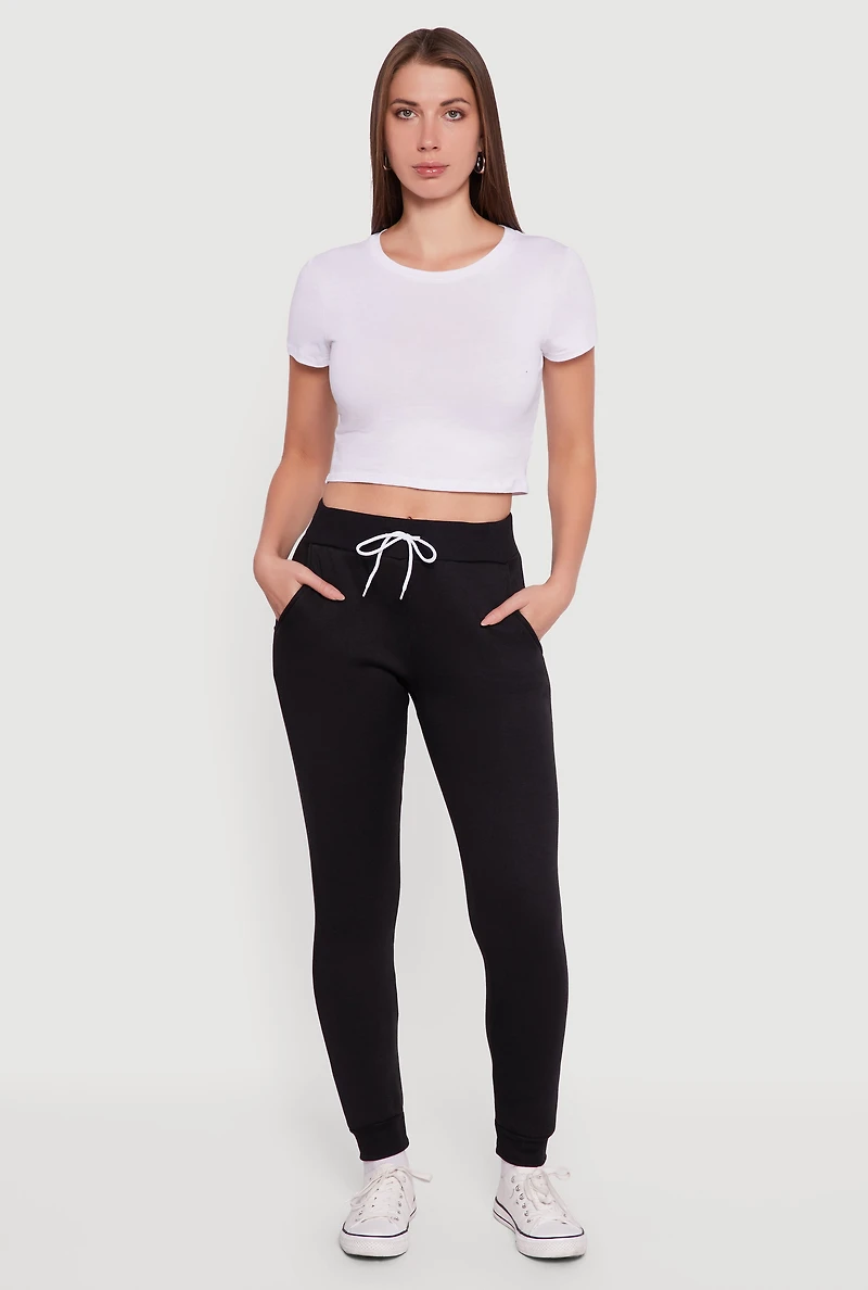 Womens Drawstring Waist Slim Joggers, L