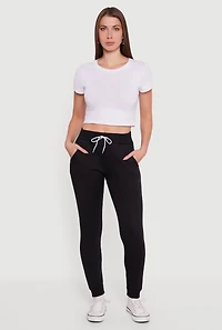 Womens Drawstring Waist Slim Joggers, L