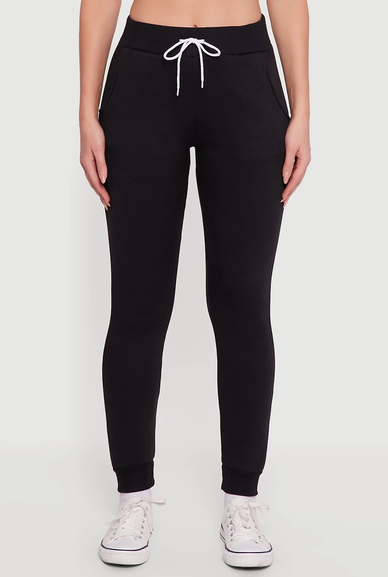 Womens Drawstring Waist Slim Joggers, L