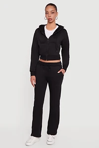 Drawstring Waist Slim Bootcut Sweatpants