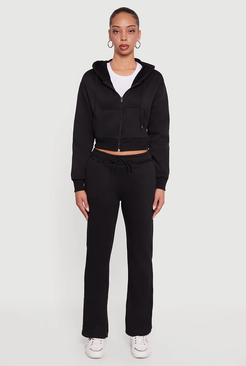 Drawstring Waist Slim Bootcut Sweatpants