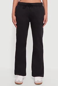 Womens Drawstring Waist Slim Bootcut Sweatpants, Black, Size L
