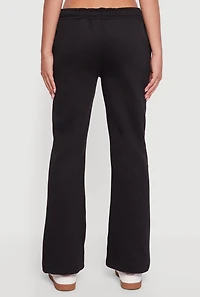 Womens Drawstring Waist Slim Bootcut Sweatpants, Black, Size L