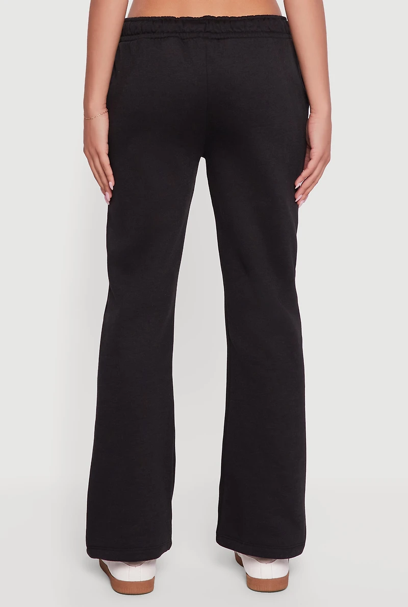 Womens Drawstring Waist Slim Bootcut Sweatpants, Black, Size XL