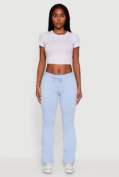 Womens Drawstring Waist Slim Bootcut Sweatpants,
