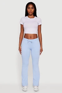 Womens Drawstring Waist Slim Bootcut Sweatpants, Blue, Size L