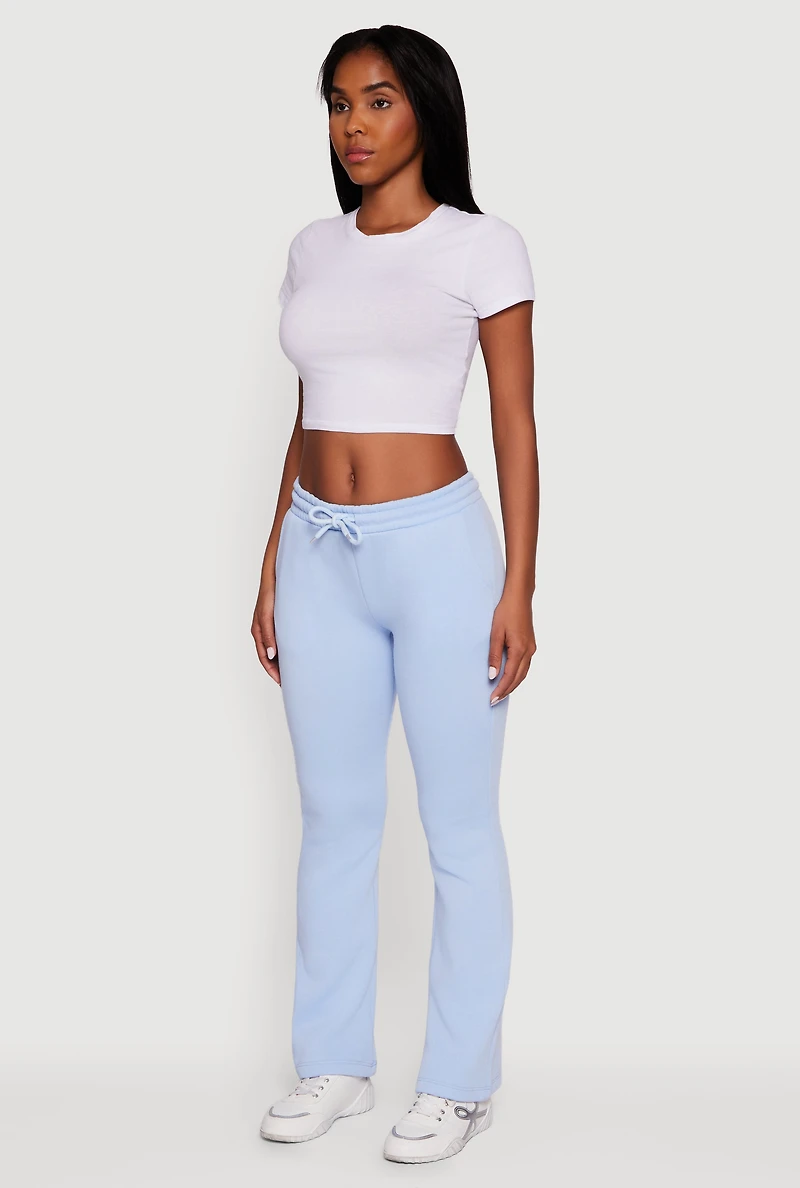 Womens Drawstring Waist Slim Bootcut Sweatpants, Blue, Size L