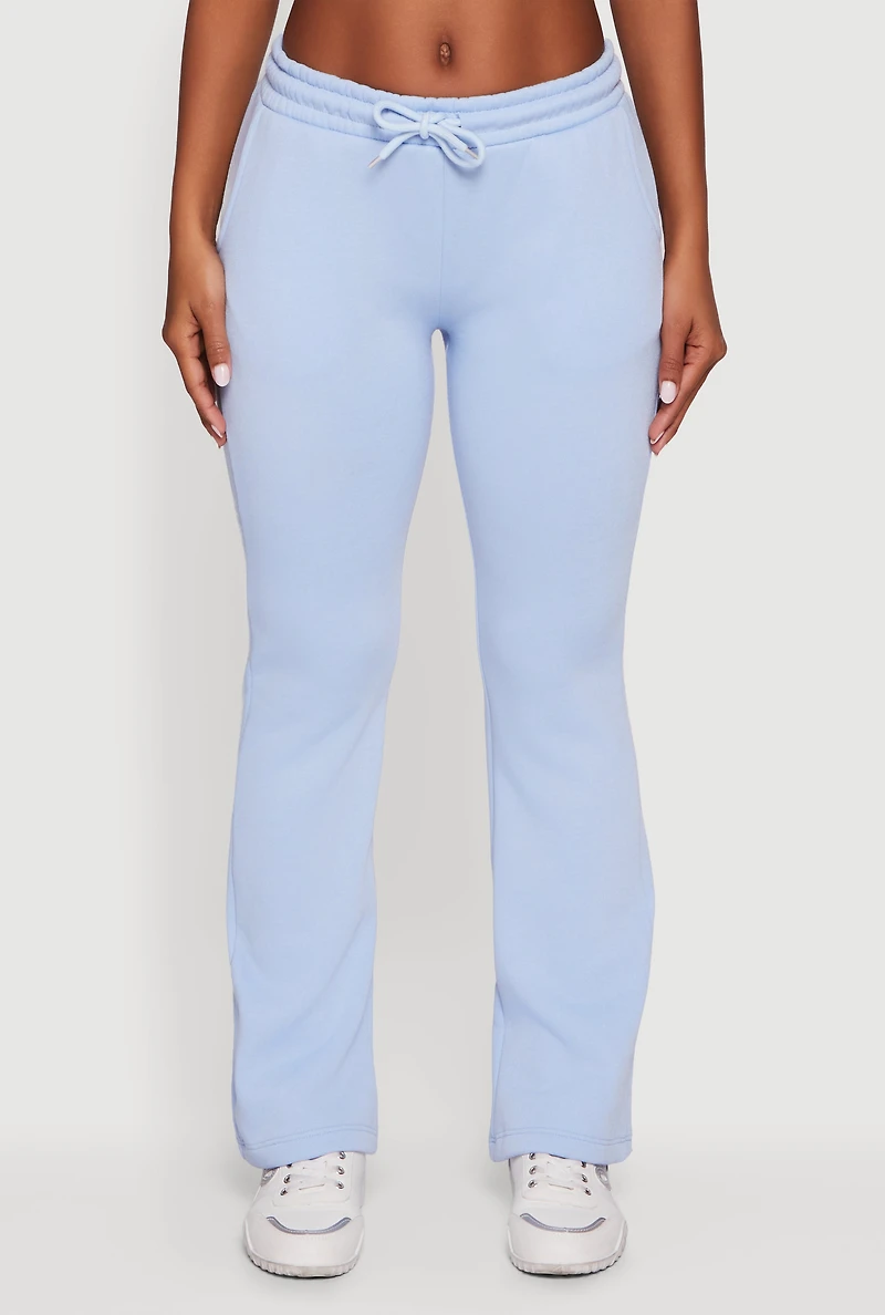 Womens Drawstring Waist Slim Bootcut Sweatpants, Blue, Size L