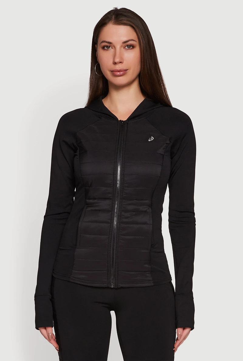 Lightweight Puffer Detail Hooded Active Jacket