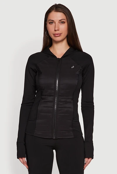 Lightweight Puffer Detail Hooded Active Jacket