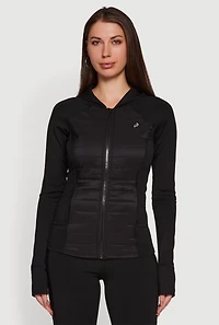 Lightweight Puffer Detail Hooded Active Jacket