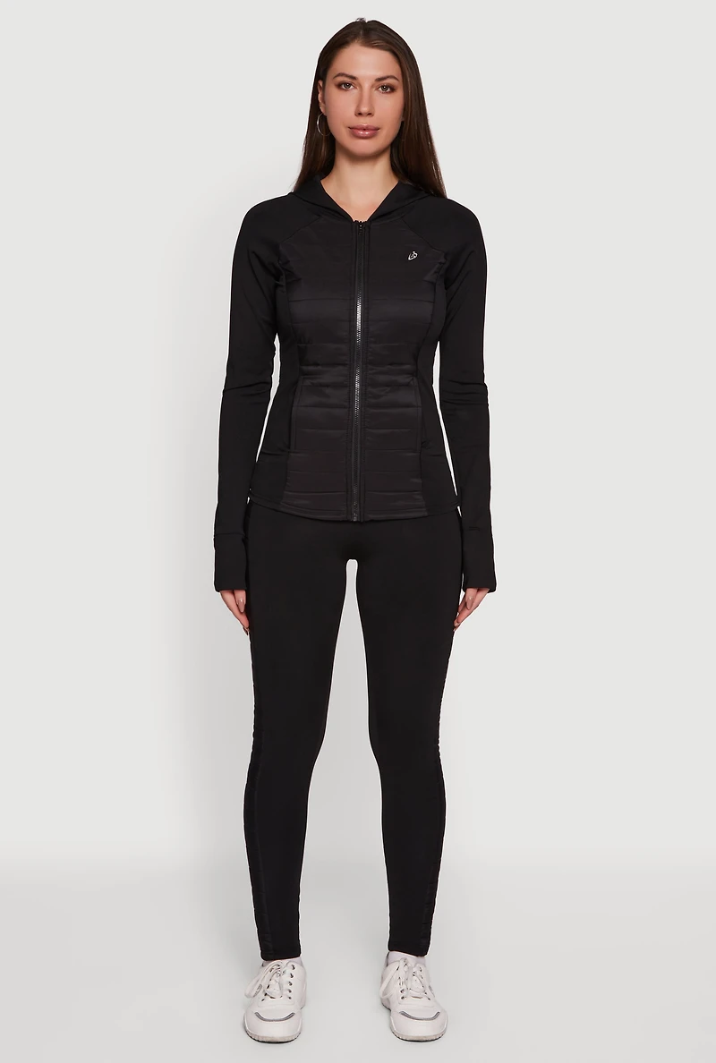 Lightweight Puffer Detail Hooded Active Jacket