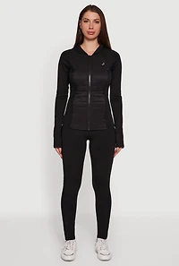 Lightweight Puffer Detail Hooded Active Jacket