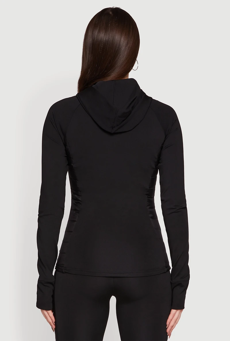 Lightweight Puffer Detail Hooded Active Jacket