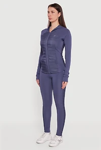 Womens Lightweight Puffer Detail Hooded Active Jacket, Blue, Size L