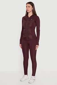 Womens Lightweight Puffer Detail Hooded Active Jacket, Burgundy, Size S