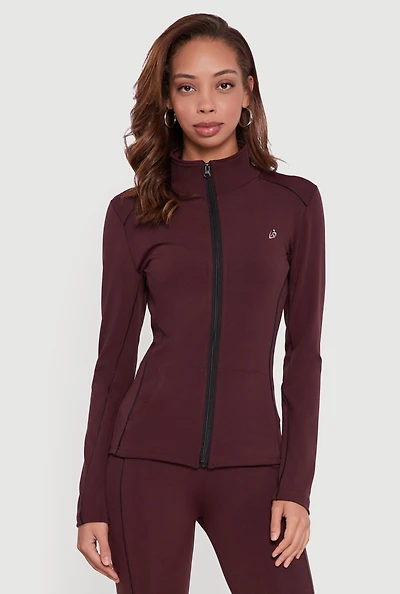 Zip Front Mock Neck Contrast Trim Track Jacket