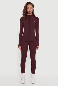 Zip Front Mock Neck Contrast Trim Track Jacket