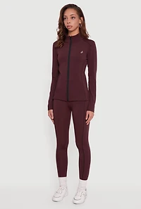 Zip Front Mock Neck Contrast Trim Track Jacket