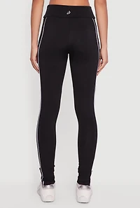 Contrast Trim Pipping Mid Rise Leggings