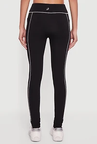 High Waisted Contrast Trim Decorative Stitch Leggings
