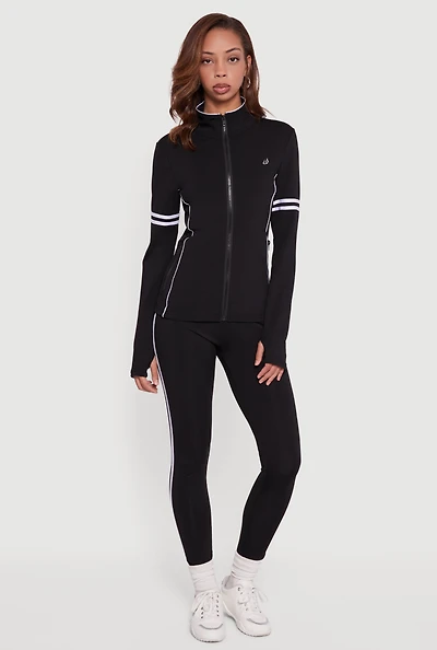 Womens High Waisted Varsity Stripe Leggings,