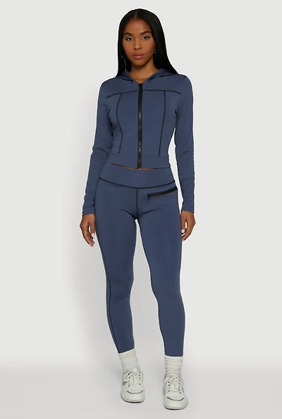 High Waisted Leggings with Zip Pocket Detail