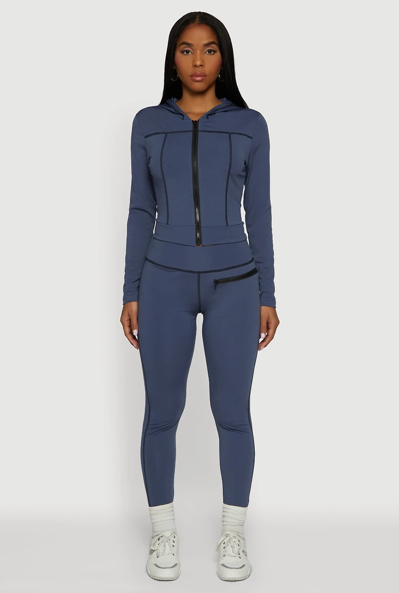 High Waisted Leggings with Zip Pocket Detail