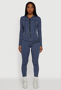 High Waisted Leggings with Zip Pocket Detail