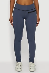 Womens High Waisted Leggings with Zip Pocket Detail, Blue, Size L