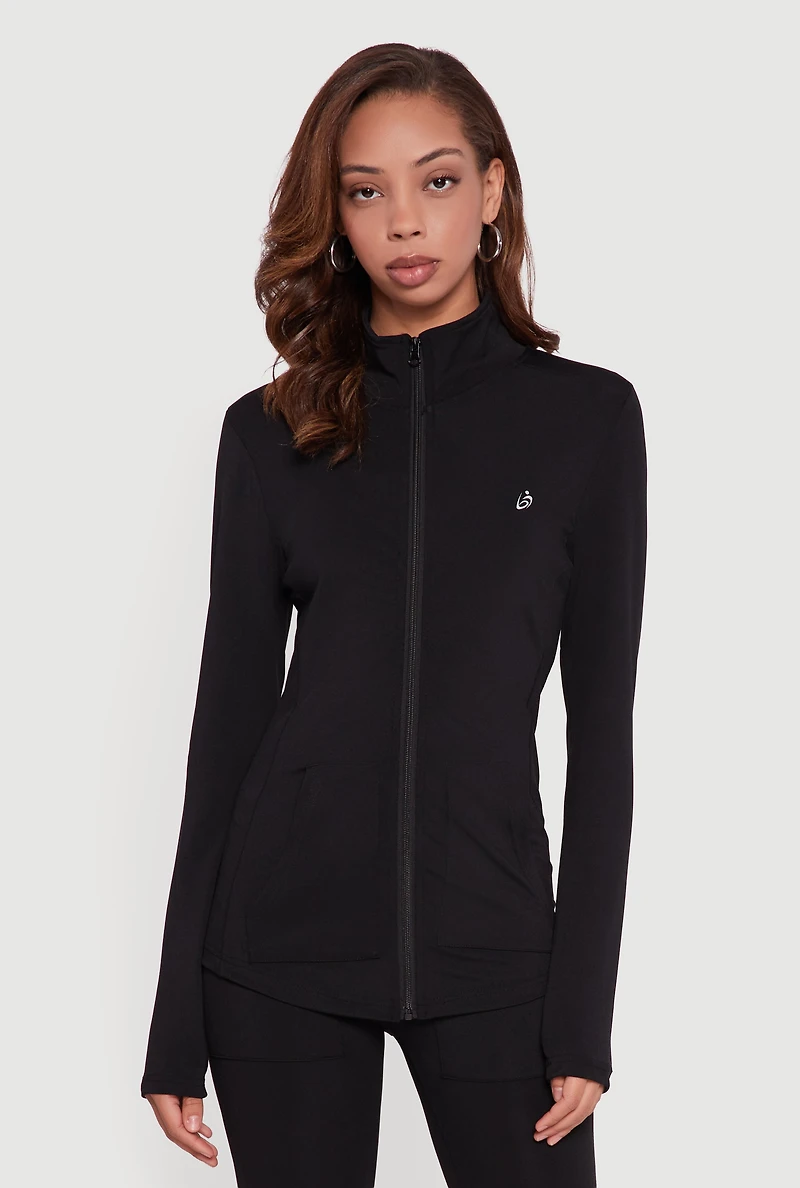 Long Sleeve Mock Neck Zip Front Track Jacket