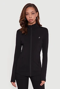 Long Sleeve Mock Neck Zip Front Track Jacket