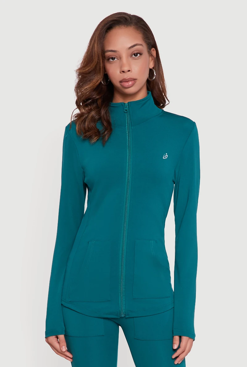 Long Sleeve Mock Neck Zip Front Track Jacket