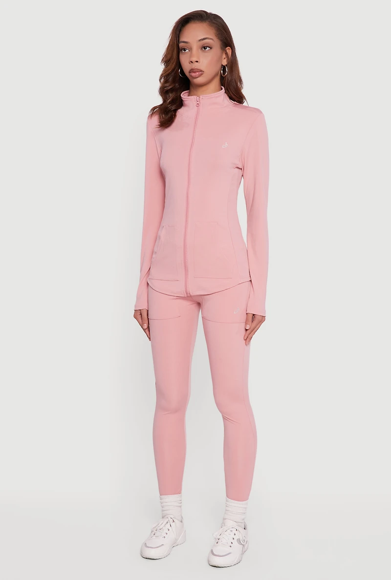 Long Sleeve Mock Neck Zip Front Track Jacket