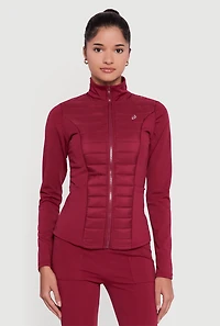 Womens Hybrid Quilted Activewear Jacket, Burgundy, Size L
