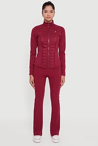 Womens Hybrid Quilted Activewear Jacket, Burgundy, Size L