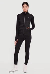 Lightweight Puffer Detail Hooded Zip Front Jacket