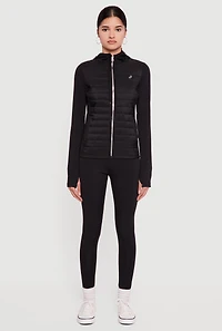 Lightweight Puffer Detail Hooded Zip Front Jacket