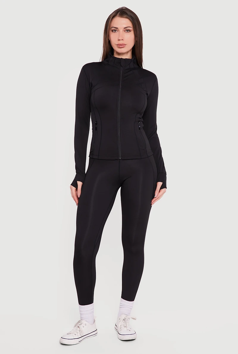 Solid High Waisted Pull On Leggings