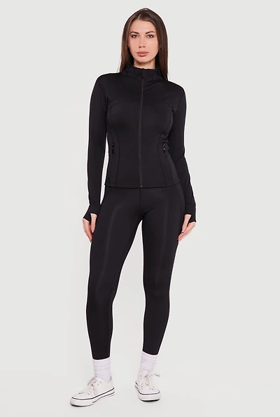 Solid High Waisted Pull On Leggings