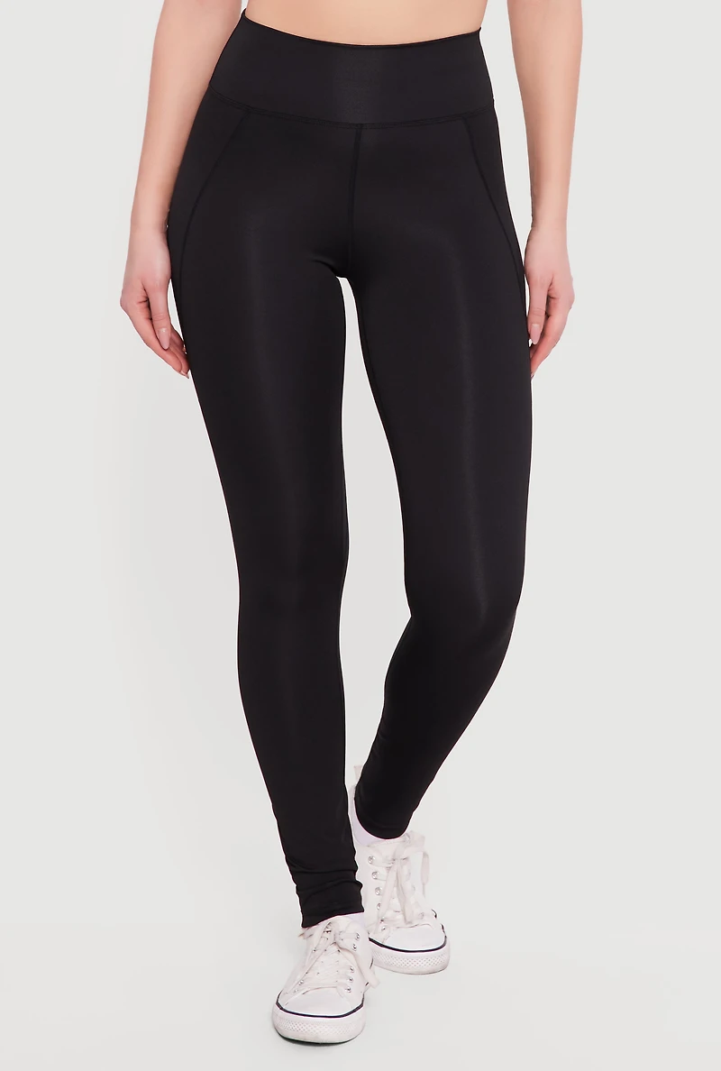 Solid High Waisted Pull On Leggings