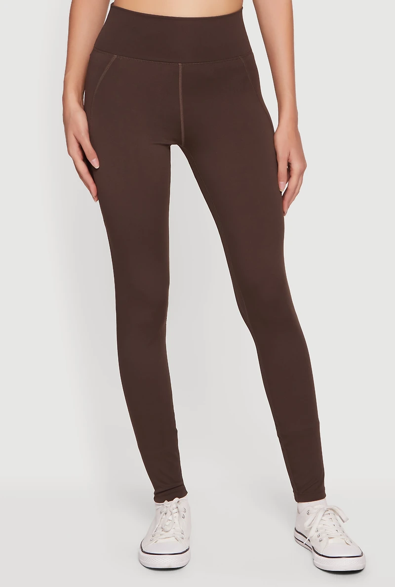 Solid High Waisted Pull On Leggings