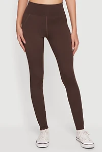 Solid High Waisted Pull On Leggings
