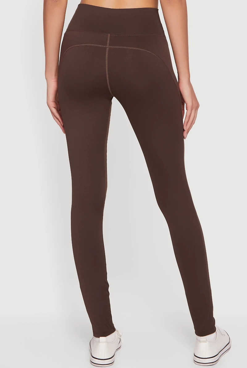 Solid High Waisted Pull On Leggings