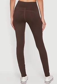 Solid High Waisted Pull On Leggings